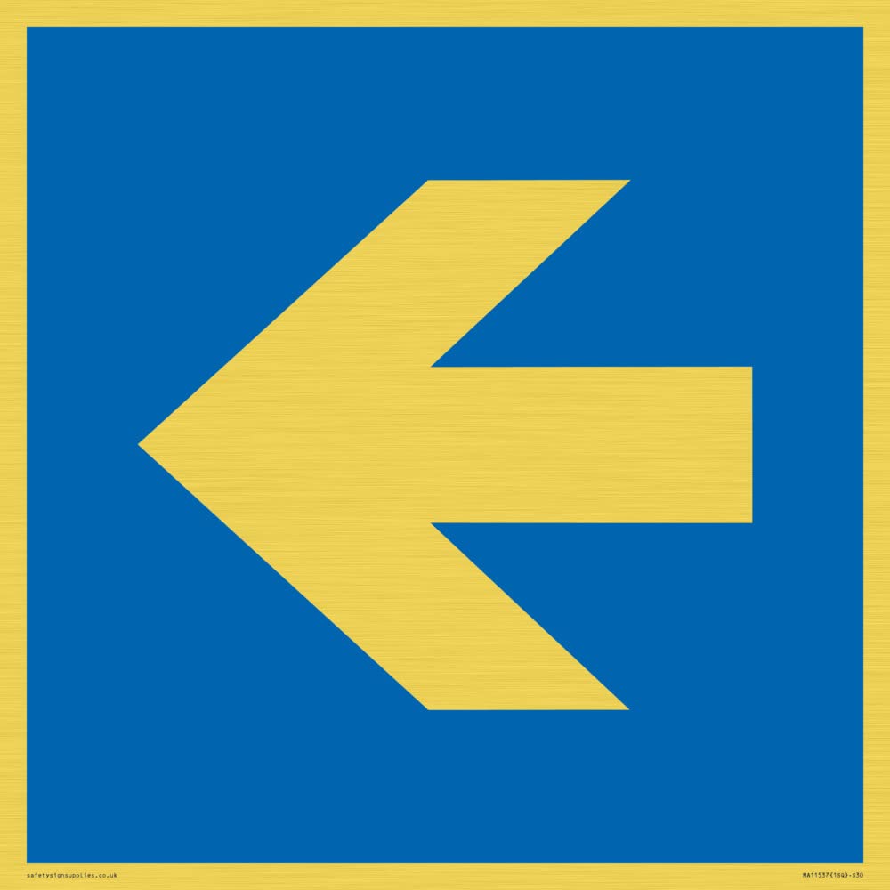 Viking Signs Custom Mandatory: Left arrow Sign - 300x300mm - S30, Blue/White