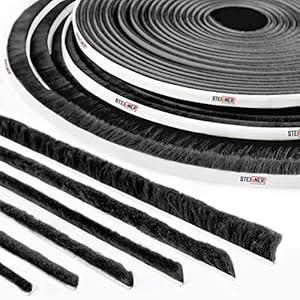 STEIGNER 5m ZWART zelfklevende borstelafdichting, anti-stof borstel, hoogte 12 mm