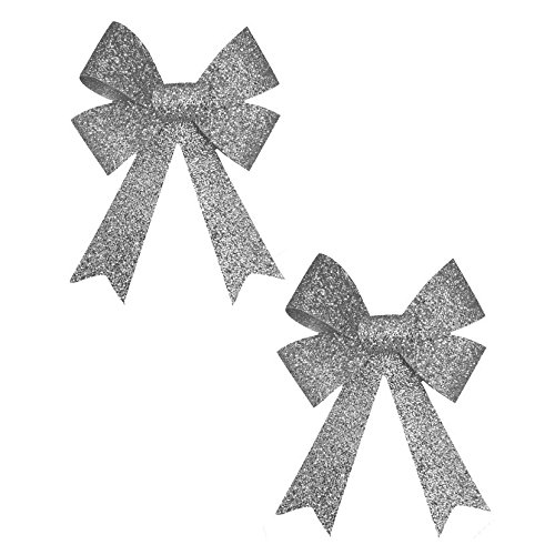 2 x Xl Argento Frizzante Fiocchi Decorazioni