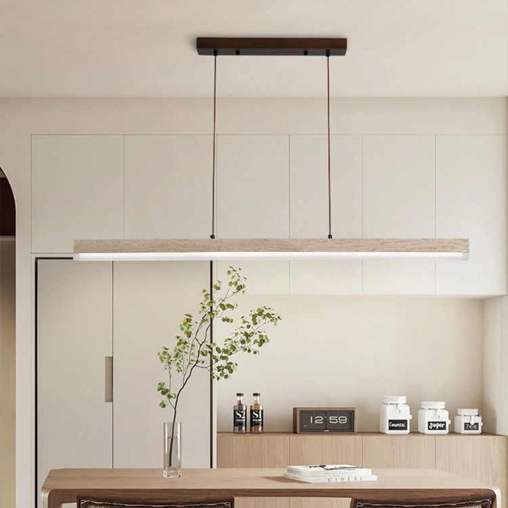 Wabi Sabi Lampada A Sospensione Vintage Lampadario Lineare Da Cucina Moderna Lampada Da Pranzo A Sospensione Lampada A Sospensione In Travertino Giallo Per Ristoranti 32W Lampada A Sospensione