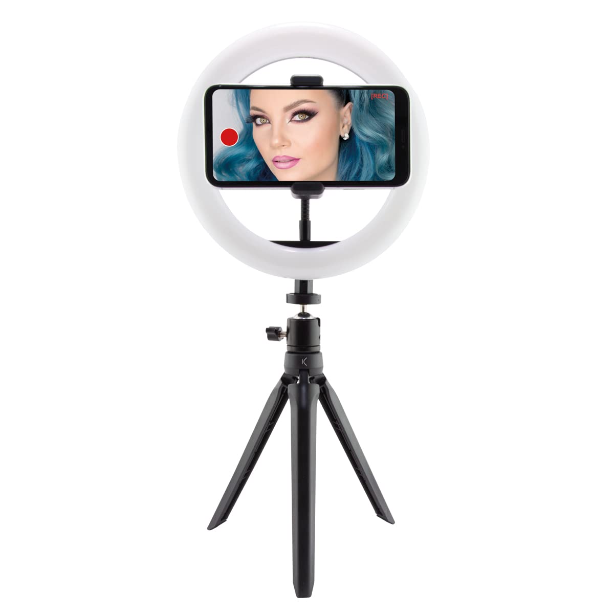 KSIX - Treppiede da tavolo regolabile, 15 colori ed effetti, anello di luce a LED per cellulare, 3 temperature di luce e 10 intensità di luminosità, per Tik Tok, fotografia, selfie