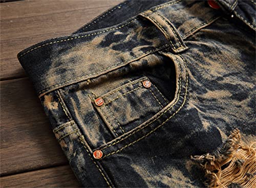 Pantalones vaqueros rectos rasgados para hombre miniatura 6
