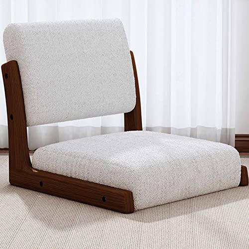 Chaise de sol en bois style japonais avec dossier et coussin