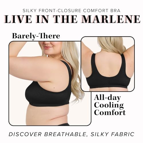 Leading Lady, The Marlene, Front-Closure Bra for Women, Wireless, Full Coverage, Wide Straps, Breathable, Unlined, Silky3