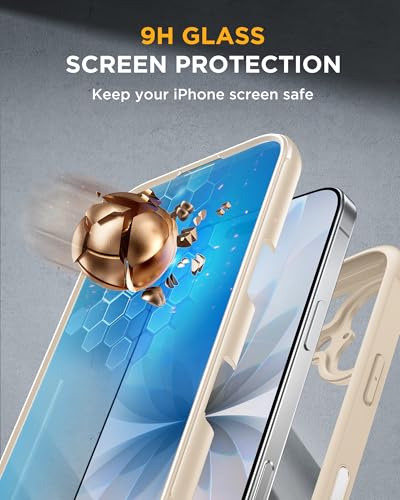 Image of miracase for iPhone 16 Case 6.1'', Full-Body Bumper Phone case with Built-in Full Glass Screen &Camera Control,No Gap,Compatible with MagSafe,Drop Proof 16 Cover,Gold