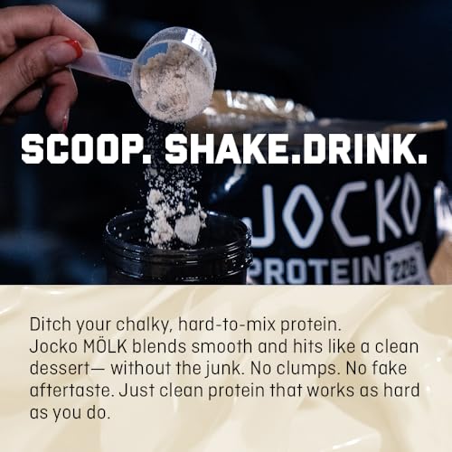 Jocko Fuel Mölk Whey Protein Powder 22g Protein - Low Sugar Monk Fruit Blend - Muscle Recovery & Growth, Packaging May Vary (31 Servings, Vanilla Milkshake)