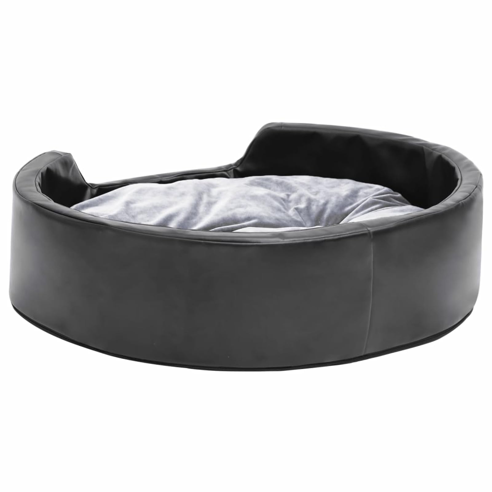 ZEYUAN Cama para Perros, Sofa Perro, Colchon Perro, Sofá Cama para Mascotas, Felpa y Cuero sintético Negro Gris 69x59x19 cm