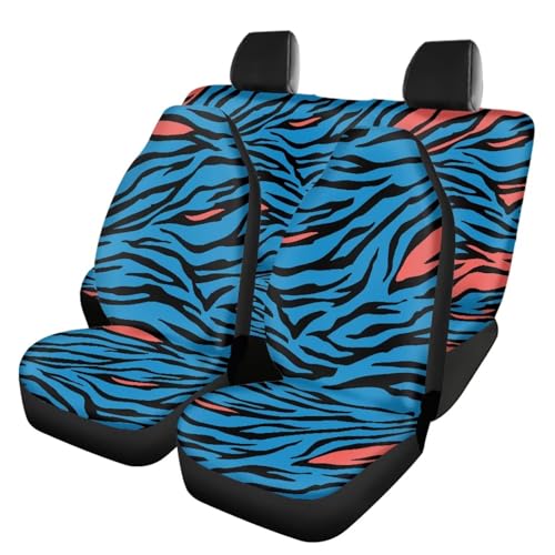 Howilath Blue Zebra Print Car Seat Cover Front Saddle Comfort Protector Covers Decorative, Universal Fit Seat Cover