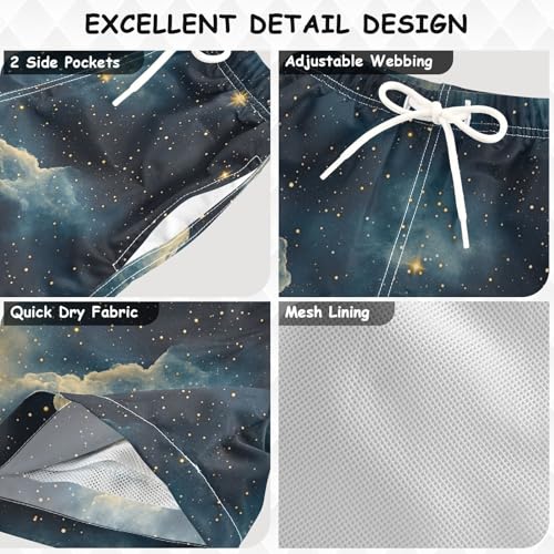Pigsaly Boys' Swim Board Shorts Space Starry Dark Sky Boy's Swim Trunks Kids Swimwear 2T Multicolor3