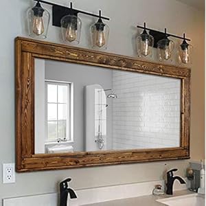 Herringbone Reclaimed Wooden Framed Mirror Available in 5 Sizes and 20 Stain colors Shown in Provincial Vanity Mirror Rustic Wall Mirror Mirrors Wall Mounted 22×24 24×30 36×30 42×30 60×30