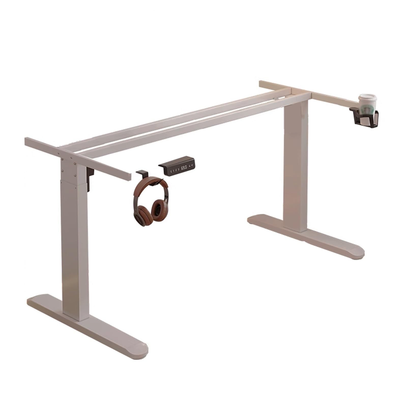 CGCSYZ Adjustable Electric Standing Desk Frame with Memory Function & Anti-Collision Protection – Height Adjustable Steel Computer Table Legs (White 114x50x72)