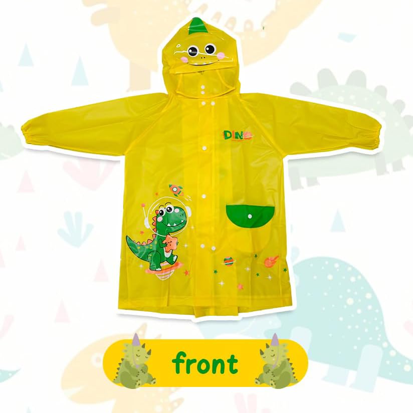 Image of Bold N Elegant 3D Kids Cartoon Soft Luxurious Waterproof Raincoat Rain Jacket Rain Suit with Backpack Space and a complimatory Storage Pouch for Kids Boys n Girls