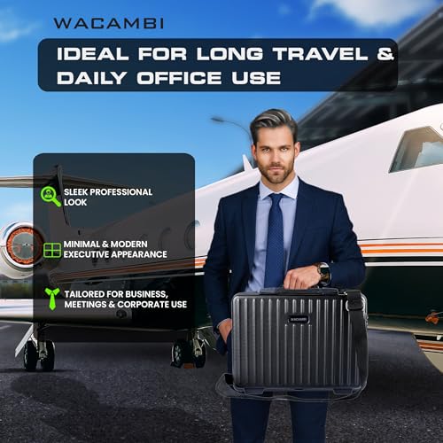 Image of hard shell unbreakable polycarbonate briefcase for office 16 inch laptop bag for men & women office use |with padded compartment waterproof bag for files & documents storage