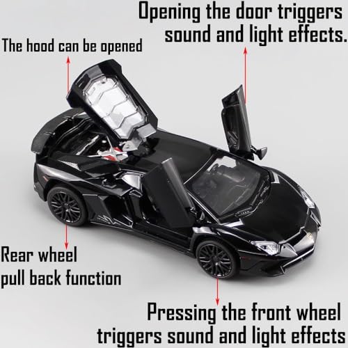 Image of 132 Lamborgini LP750 Toy Car for Kids Diecast Metal Cars with Light Sound Pullback Openable Door