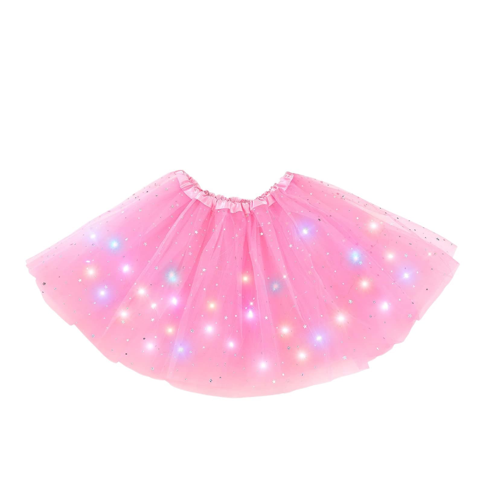 TEROTYGirl's LED Skirt Light Up Star Tutus Glow Tulle Dance Skirts for Party Rave Festival Halloween Costume, 3-8 Years