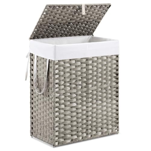 DUMOS Woven Laundry Basket with Lid, 90L Large Capacity...