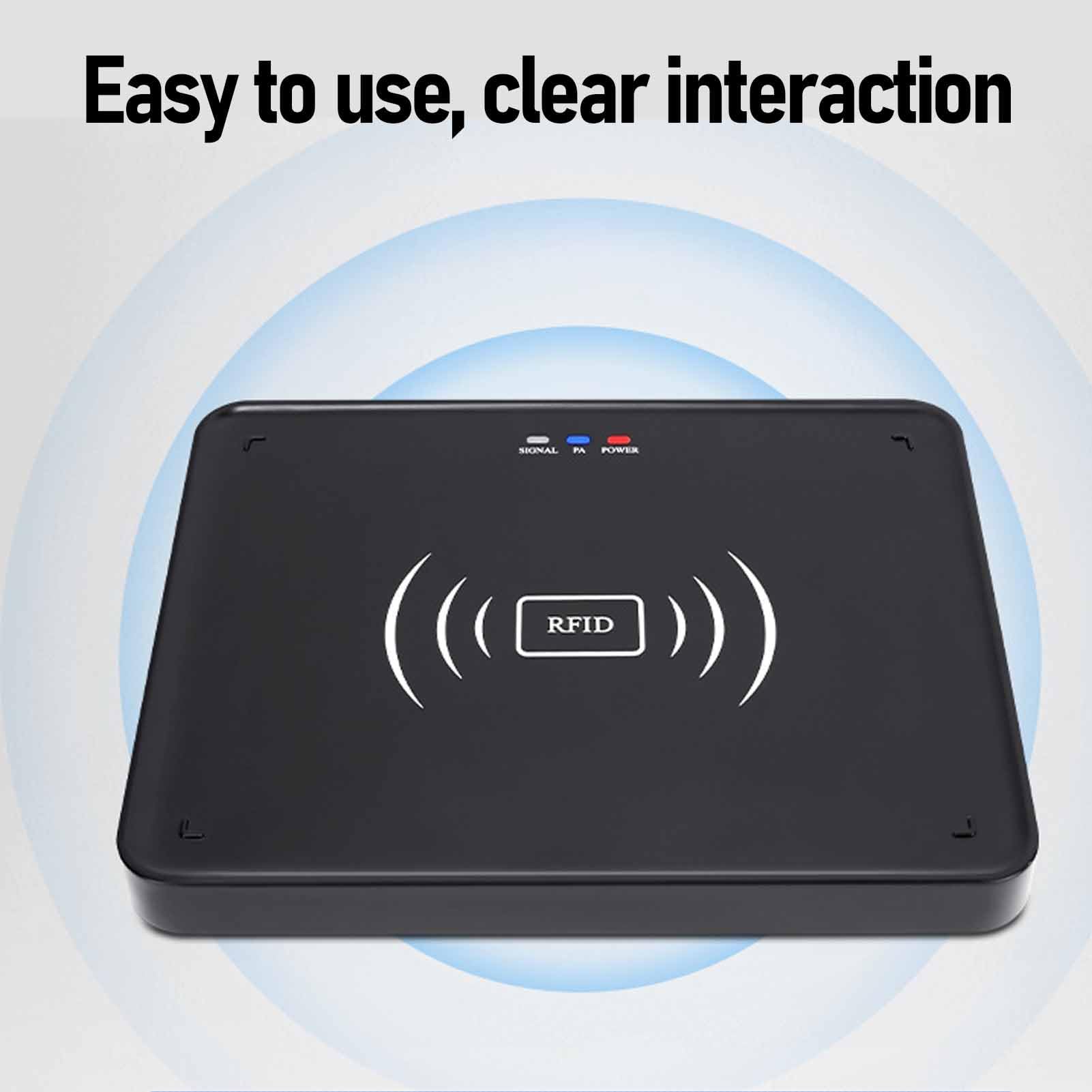 Lector de Tarjetas RFID UHF de Escritorio, Lector de Tarjetas de Identificación USB C Compatible con Modo de Lectura y Escritura de Tarjetas, Función de Cifrado, Prevención de