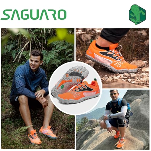 Miniatura 2 de Saguaro Hombre Mujer Barefoot Zapatillas De Trail Running Minimalistas Zapatillas De Deporte Fitness Zapatos Descalzos Para Correr En Montaña Escarpines De Agua, Naranja Zanahoria, 42 Eu