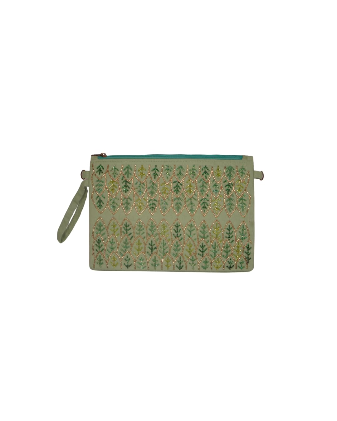 Green Leaf Embroidered Canvas Pouch-picture-18