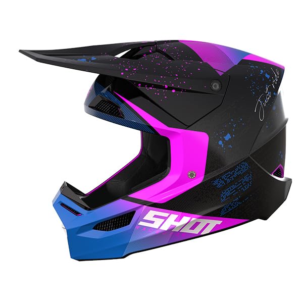 SHOT RACE GEAR Casque Motocross Furious Matrix Purple Glossy – Casque Moto Tout-Terrain Homologué ECE 22.06 – Ultra Léger 1300 g – Ventilation...