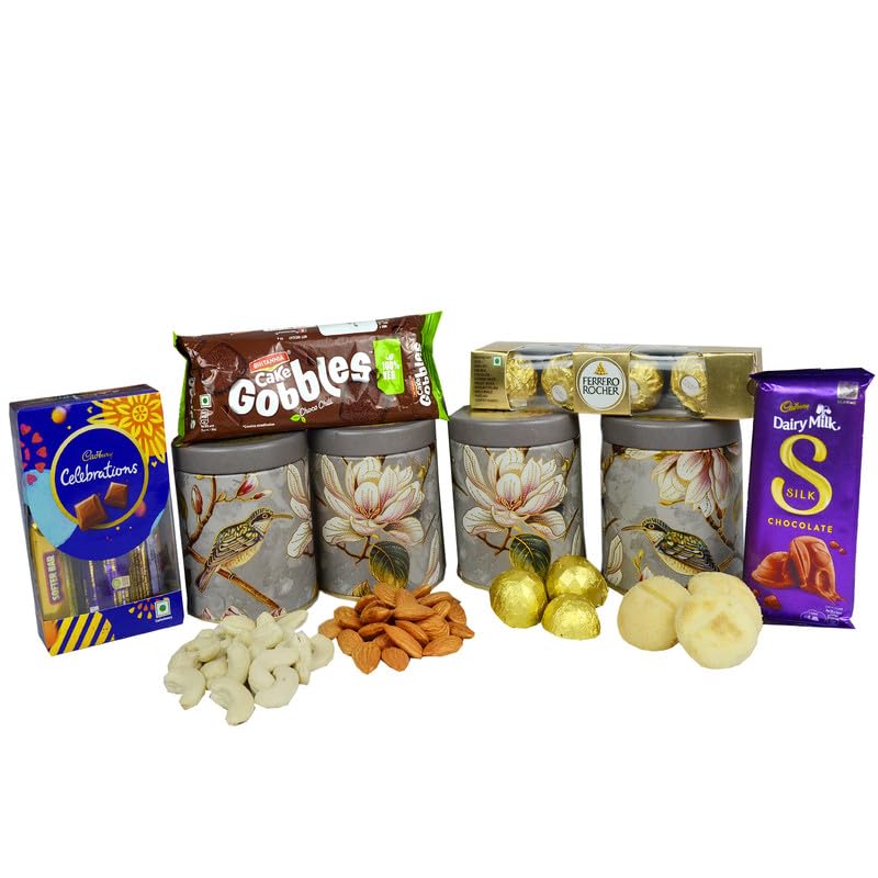 Image of NUTRI MIRACLE Rakhi Gifting Assortment with Chocolates and Nutritious Delights | Appreciation Gift for Corporate Clients with Healthy Treats