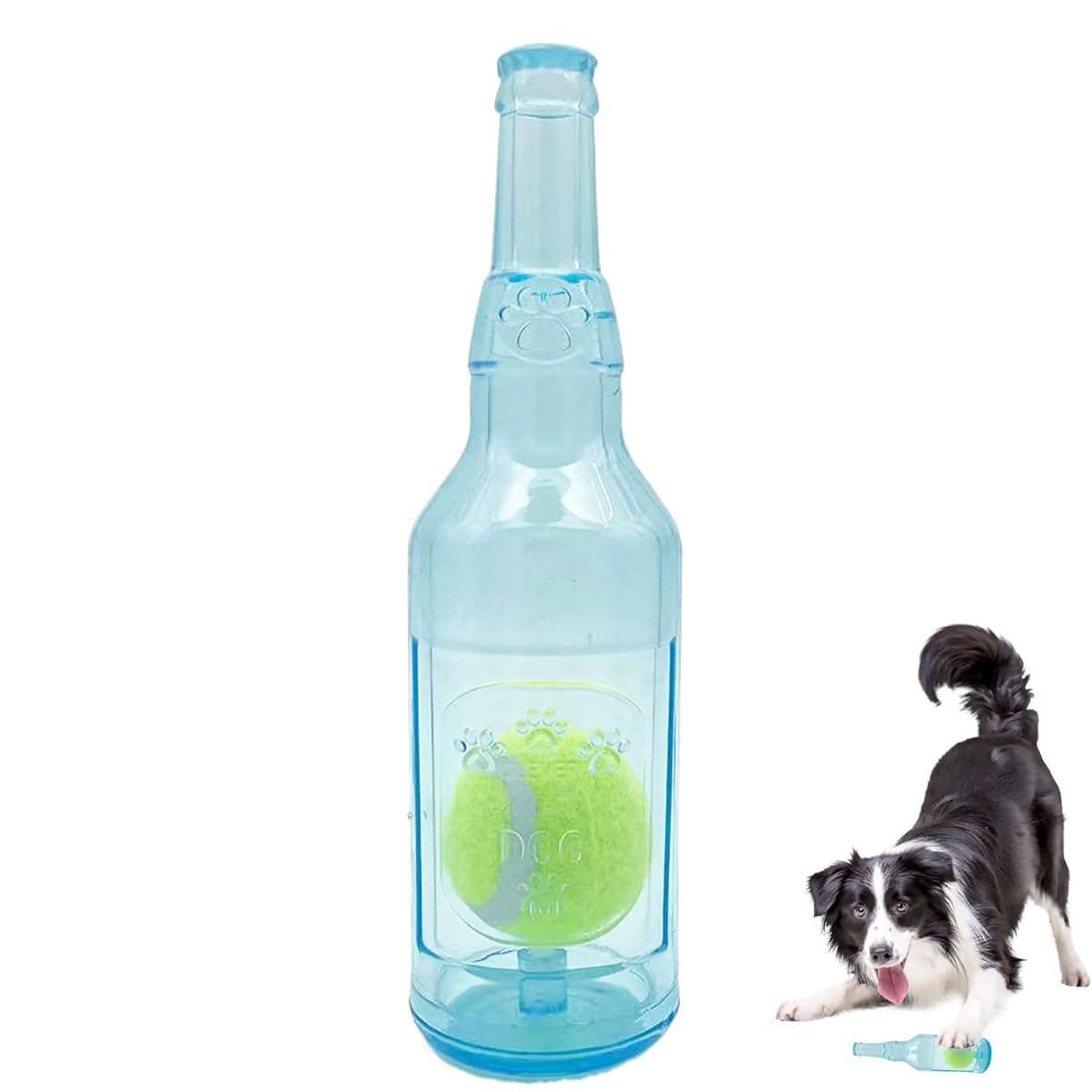 QianDanS Dog Chew Toys with Tennis Ball Squeaky Toys Outdoor Dog Toys for Teething Training, Stress Relief (Blue)