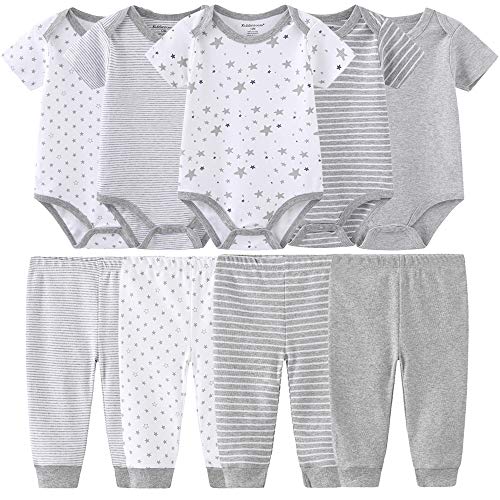 Image of Kiddiezoom Baby Layette Set Baby Boys' 9-Piece Bodysuits Pants Set Toddler Girl Boy Unisex Baby Gift Sets