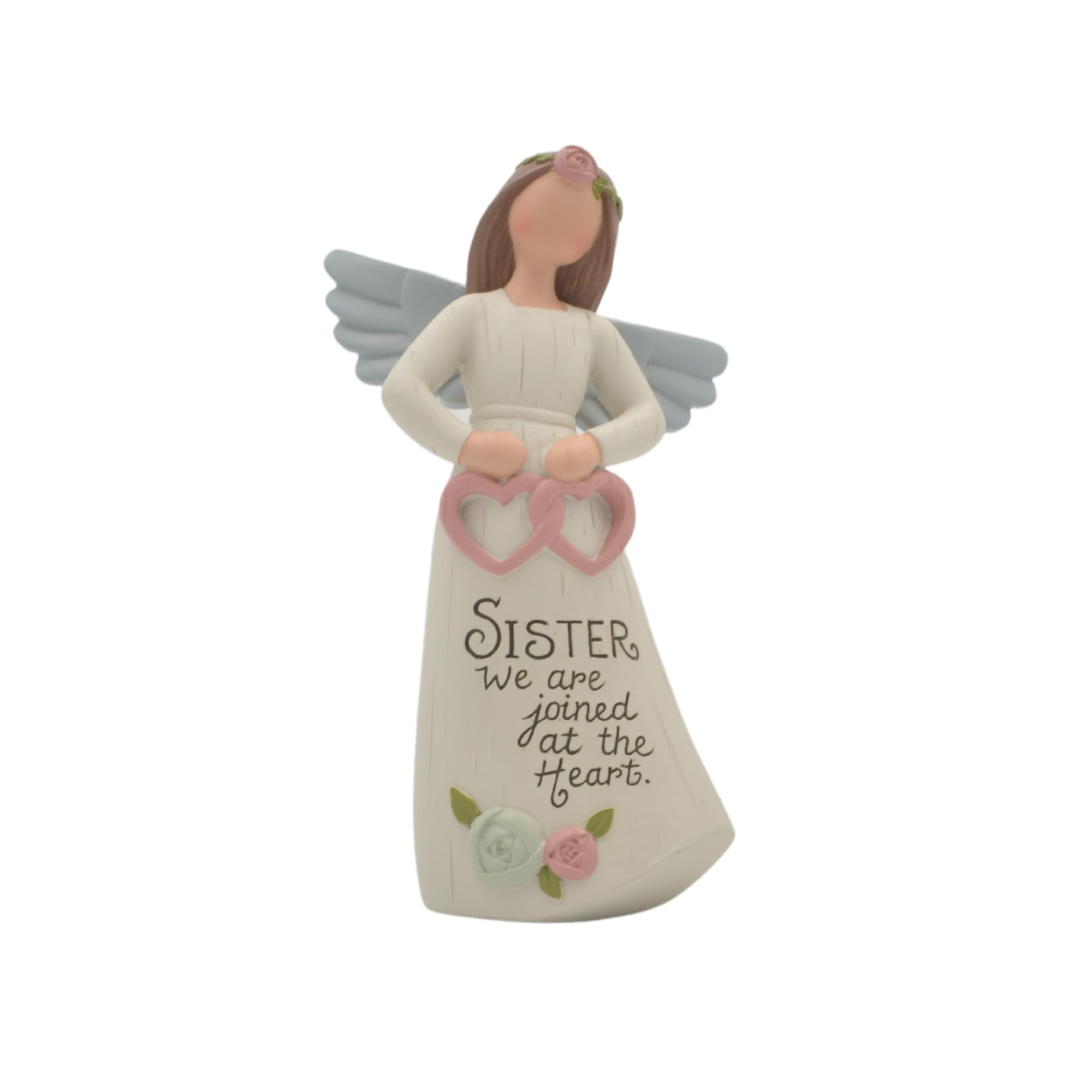 Blossom Bucket Feather & Grace Hand Painted Resin Decorative Figurine - Sister Joined Hearts