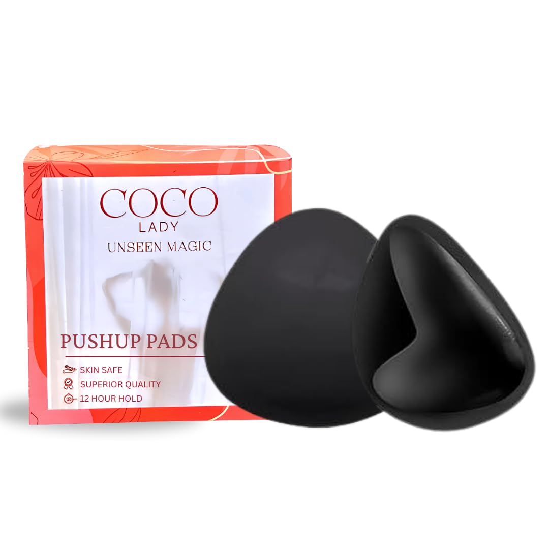 Premium Sticky Pushup Bra Pad Inserts for Women | Reusable Adhesive Cups for Instant Lift & Volume| Skin-Friendly, Seamless Fit, Sweatproof | for Backless, Strapless Outfits | Black-image-18