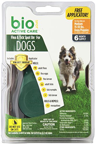 Bio Spot Active Care Flea & Tick Spot On With Applicator for Medium Dogs (15-30 lbs.) 6 Month Supply