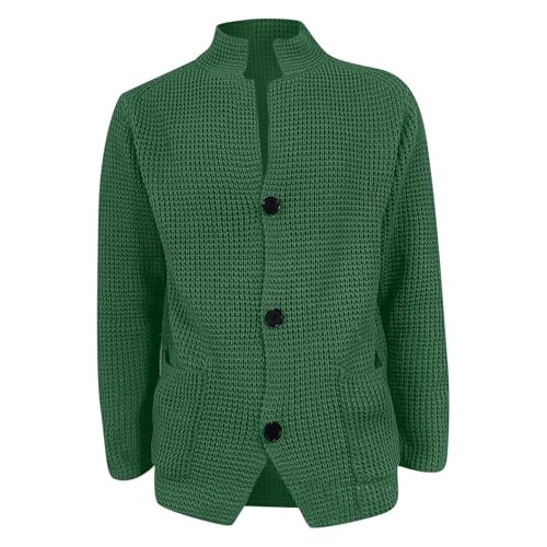 JEsilunmaMY Mens Solid Color Waffle Knit Cardigan Casual Button Up Pocket Blazer Jacket Fall Winter Slim Fit Sweater Coat2