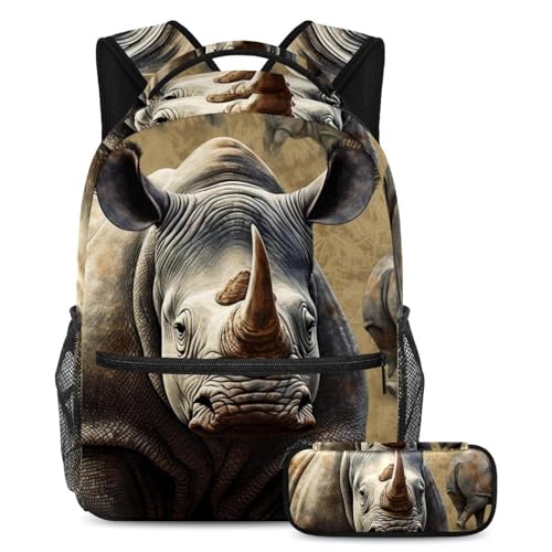 Sac à dos rhinocéros grand volume pour ranger facilement les cahiers et les fournitures