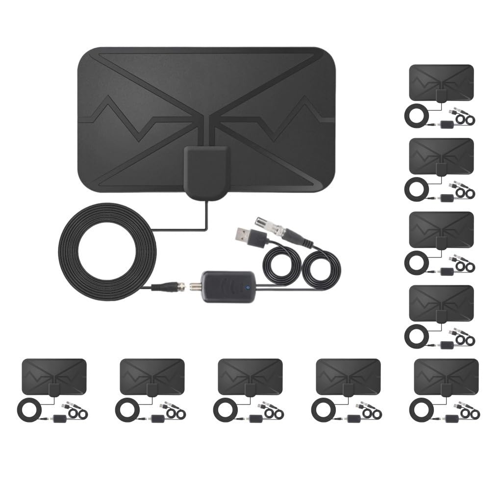 Lot de 10 antennes TV numériques d'intérieur amplifiées avec chaînes locales