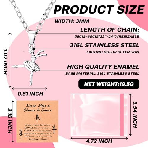 Tondiamo 12 Pcs Ballerina Ballet Musical Note Necklaces Gifts with Inspirational Card 3D Ballet Pendant Necklaces for Dancing/Music Competition Recital Gift for Dancer Team Jewelry Favor2