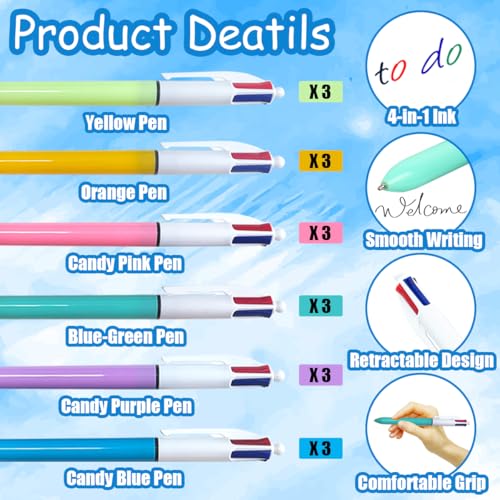 Stylos multicolores rétractables 1.0 mm et carnets A6 pour prise de notes fluide