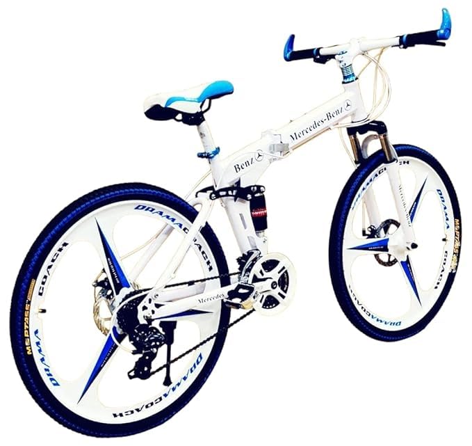 Image of Amaze Kai Dual Suspension Bikes Bm Foldable Gear Cycle for Men with 21 Speed Gear 6 Spoke | Folding Mountain Bike with Double Disc Break & Mac Wheel, 26 Inch, White N Black (White-m)