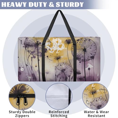 Watercolor Dandelion Extra Large Moving Bags Heavy Duty Storage Bags Artistic Dandelion Cloth Wrap Around Handles Double Zipper Reusable Convenient Foldable Storage Tote for Travel Camping Space Save3