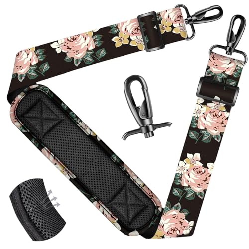 Image of ZINZ Shoulder Strap - 59 Inch Universal Heavy-duty Adjustable Strap with Ultra-thick Fixed Breathable Pad for Laptop, Gym, Camera Bag and More -Black Rose
