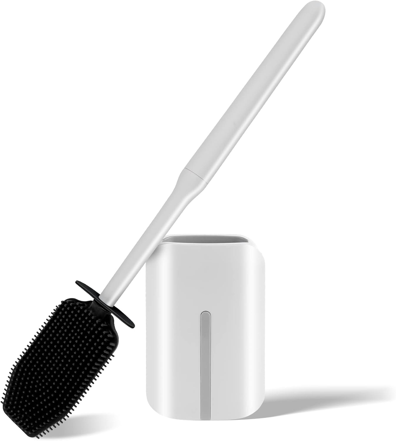 Hibbent Toilet Brush with Ventilated Drying Holder, Silicone Toilet