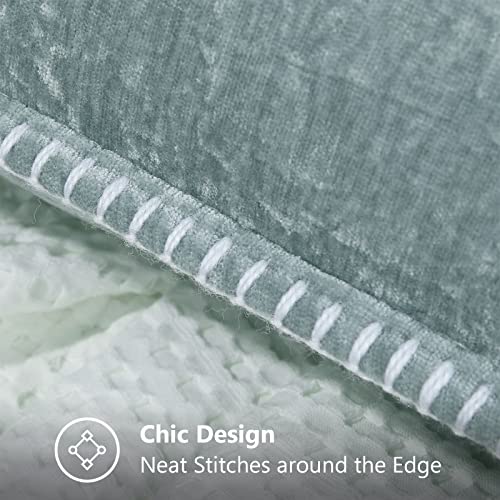 Decoruhome Chenille Soft Throw Pillow Covers 20X20 Set Of 2, Farmhouse Velvet Pillow Covers, Decorative Square Pillow Covers With Stitched Edge For Couch Sofa Bed, Aqua Haze #TOP4