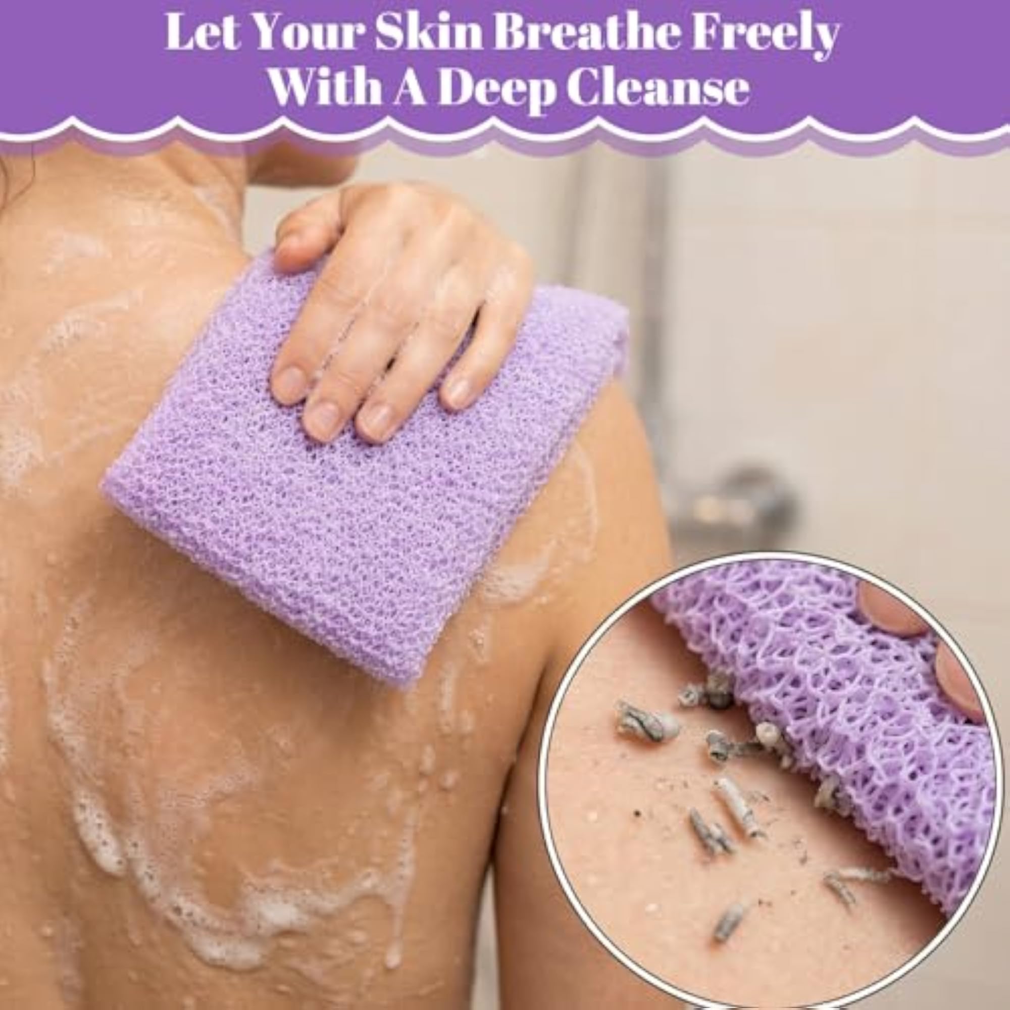 2Pcs Exfoliating Bath Towel, Double-Sided Scrubber