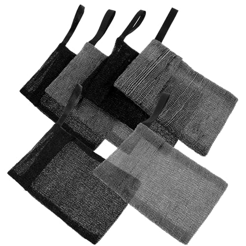 Tofficu Bolsas de Jabón Exfoliantes Reutilizables 6 Piezas (3 Negras 3 Grises) de Malla para Formar Espuma Rápido, Bolsa para Pastillas de Jabón, Adecuado para Baño, Lavado de Cara, Manos