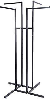 SSWBasics 4 Way Clothing Display Rack with Straight Arms (Black)