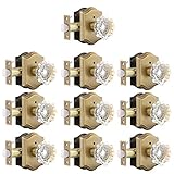Gobrico 10 Project Pack Octagonal Crystal Door Knobs with Lock,Interior Privacy Door Locksets for Bedroom/Bathroom,Keyless Outside,Push Pin Inside,Antique Brass,Heavy Duty