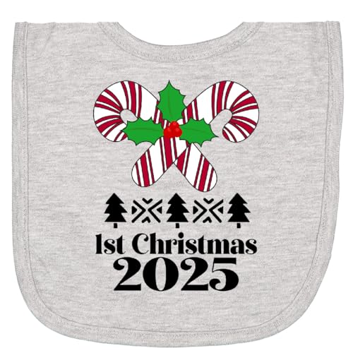 inktastic Babys 1st Christmas 2025 Candy Canes Newborn Bib