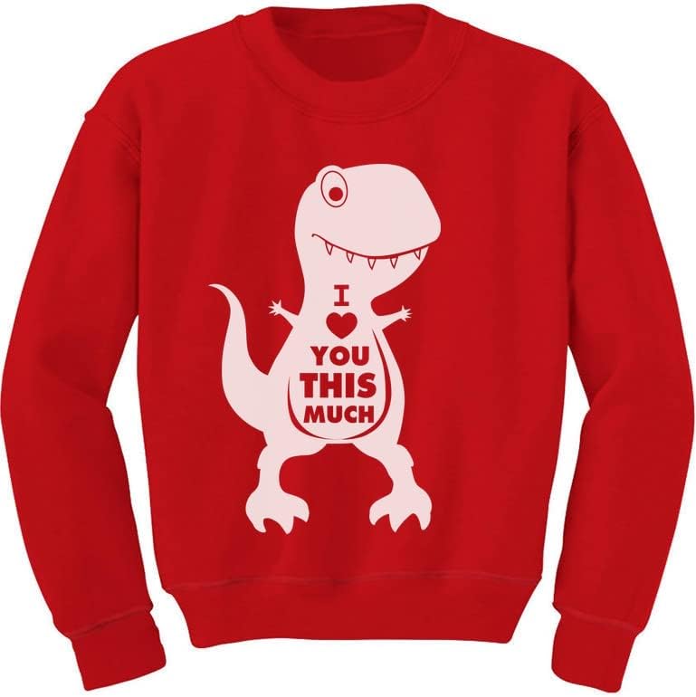 Tstars Tractor Valentines Sweatshirt Girls Boys Toddlers Kids Dinosaur Sweater Style 5/6 Red