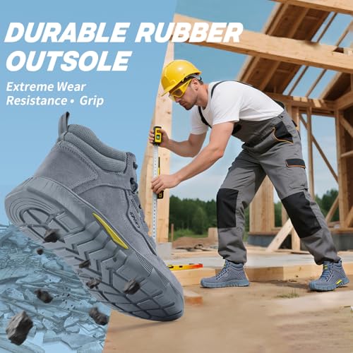 Image of Steel Toe Shoes for Men Lightweight Puncture Resistant Safety Footwear Work Shoes Men Safety Work Shoe Comfortable for Construction Warehouse Jobs
