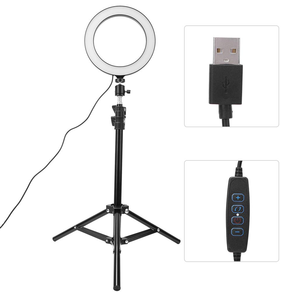 Luce per Selfie con Supporto 20 Cm Fotografia Dimmerabile LED Luce per Selfie Video Lampada USB dal Vivo con Supporto per Telefono Treppiede LED Anello Luminoso Smartphone Cellulari Cellulari