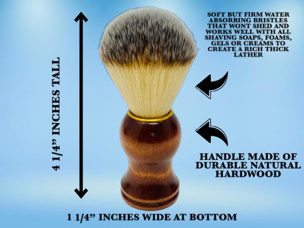 GBS Pure Badger Bristle Shaving Brush - Wood Handle - Compliments Any Shaving Razor For Ultimate and Best Wet Saving Experience. Whip a Lather Using Shave Cream or Shaving Soap with Mug or Bowl - Image 3