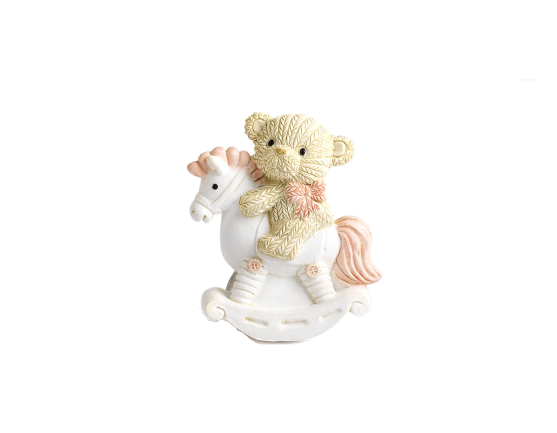 PABEN Orsetto su Cavallo a Dondolo, Magnete, Bomboniera per Nascite e Battesimo, Resina Multicolore, cm 5,5 (H), Confezione 24 Pezzi (Rosa)